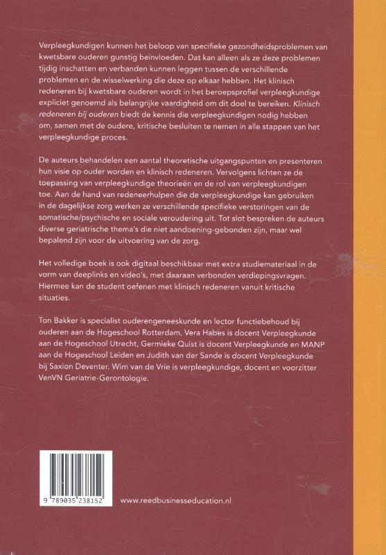 Achterkant van Klinisch redeneren bij ouderen