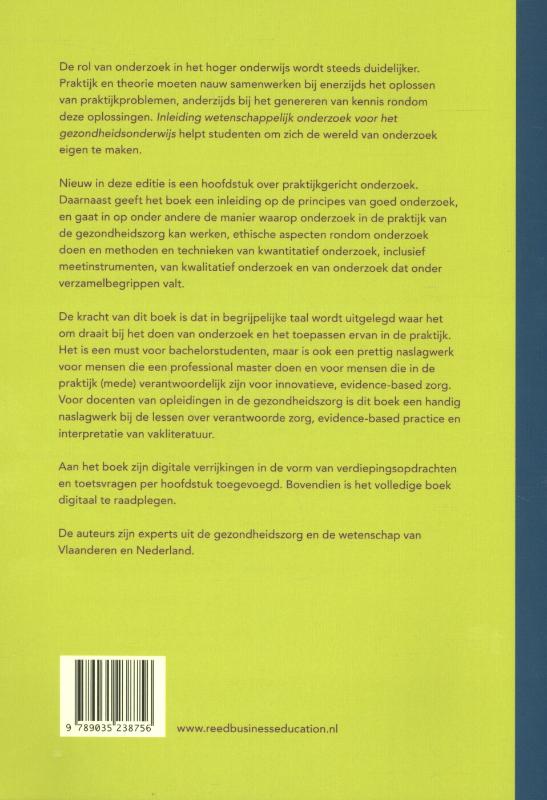 Achterkant van Inleiding wetenschappelijk onderzoek voor het gezondheidsonderwijs