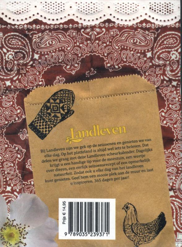 Achterkant van Landleven scheurkalender 2017