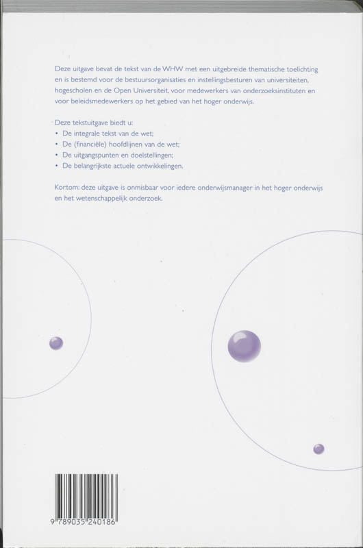 Achterkant van WHW tekst en toelichting 2006