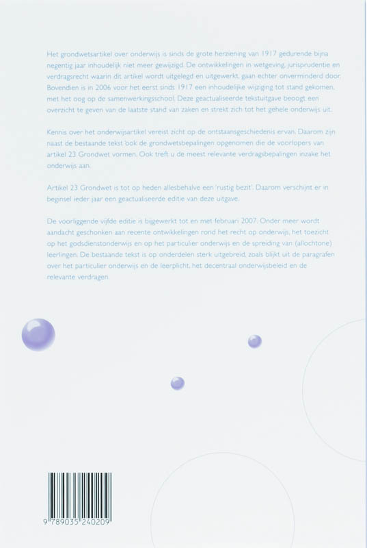 Achterkant van Artikel 23 grondwet