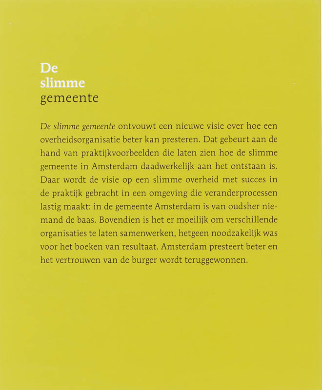 Achterkant van De slimme gemeente