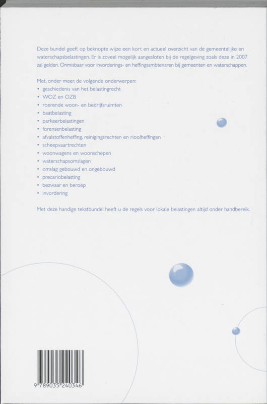 Achterkant van Kort bestek lokale belastingen