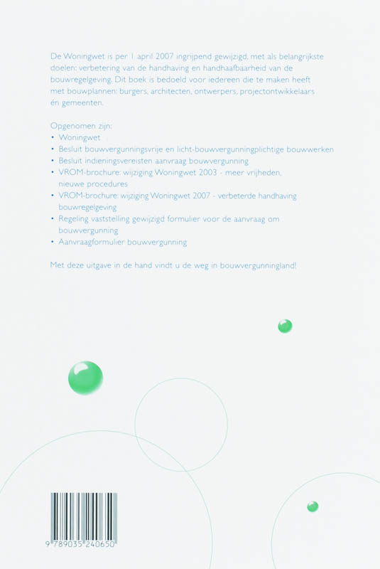 Achterkant van Woningwet tekstuitgave 2007