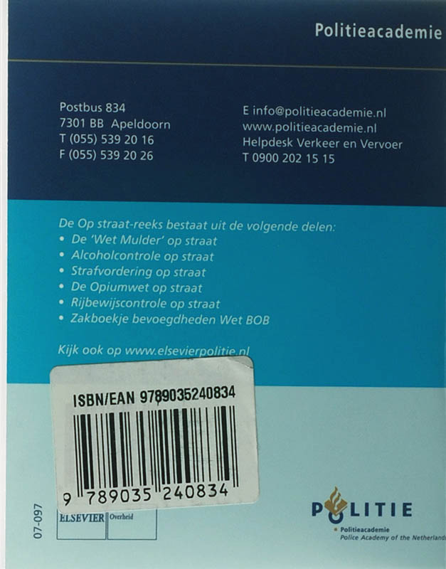 Achterkant van Alcoholcontrole op straat