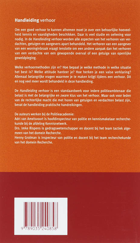 Achterkant van Handleiding verhoor