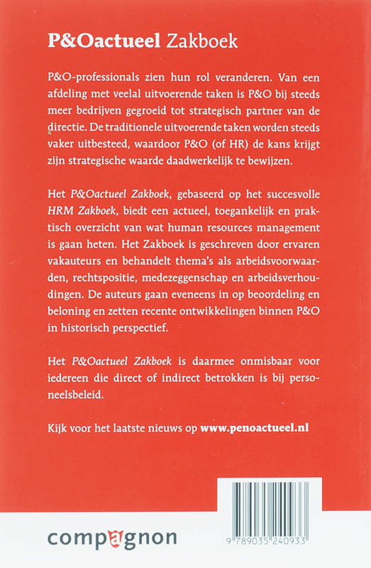 Achterkant van P&Oactueel Zakboek