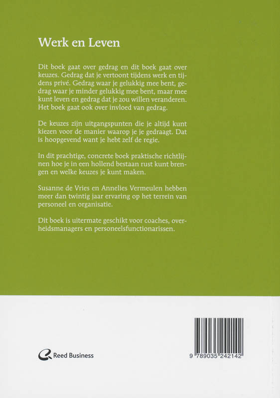 Achterkant van Werk en leven