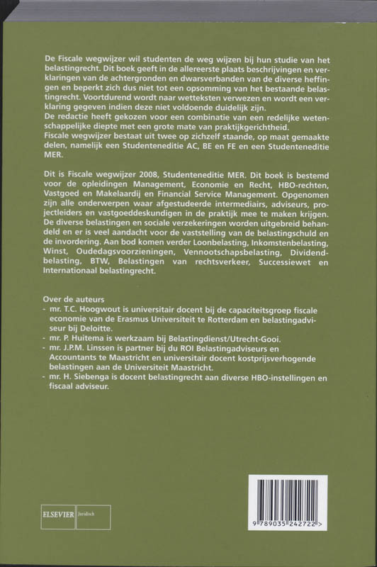 Achterkant van Fiscale Wegwijzer 2008, Studenteneditie MER