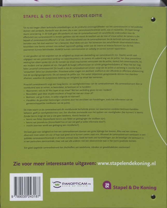 Achterkant van Stapel & De Koning studie-editie Cameraobservant