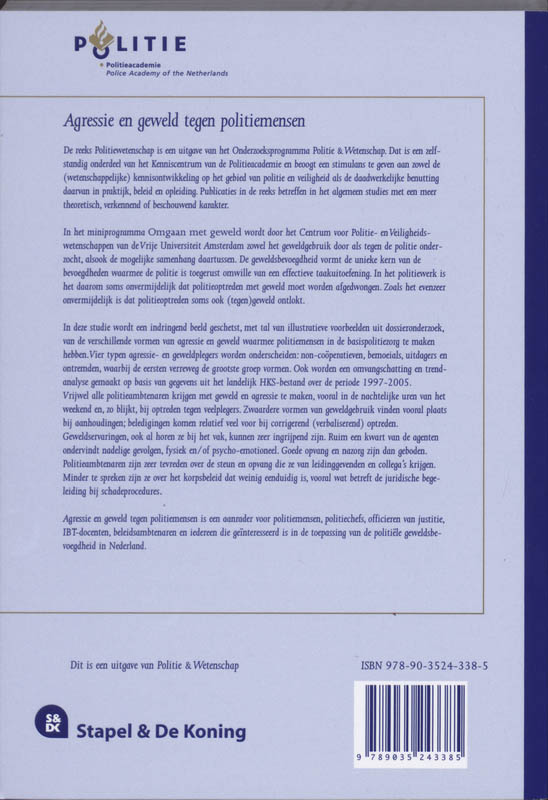 Achterkant van Agressie en geweld tegen politiemensen