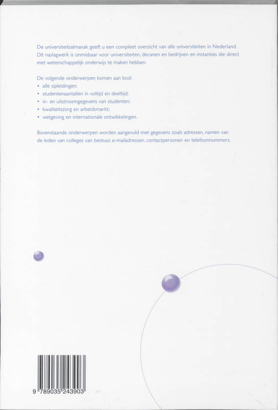 Achterkant van Elseviers universiteitsalmanak 2009-2010