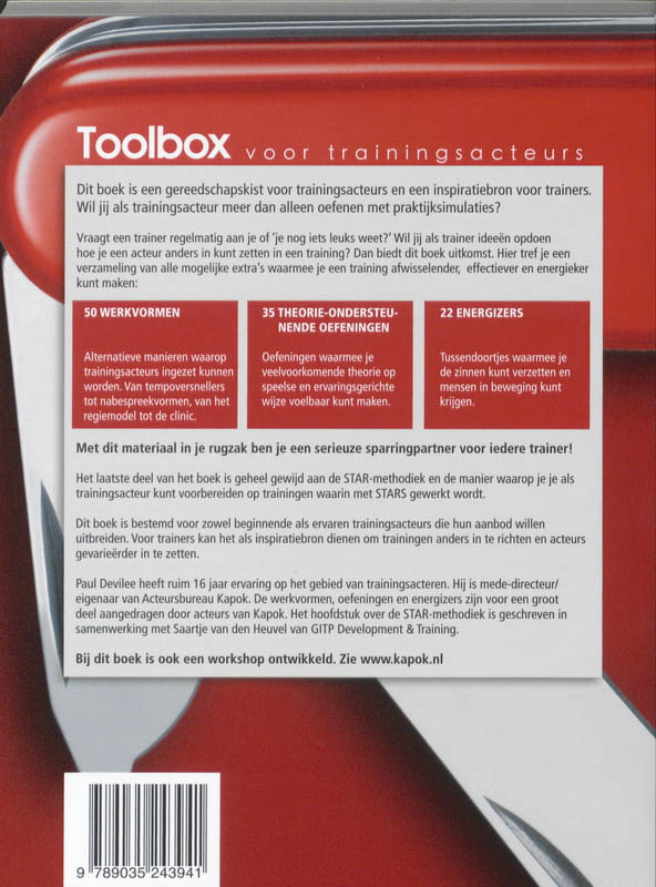 Achterkant van Toolbox voor trainingsacteurs