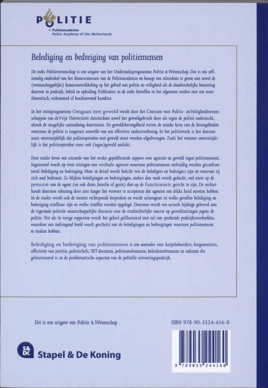 Achterkant van Belediging en bedreiging van politiemensen