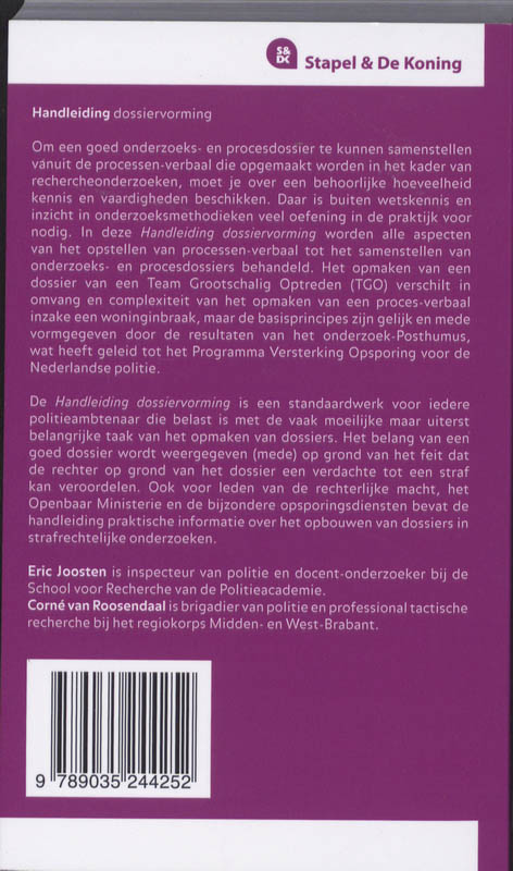 Achterkant van Handleiding Dossiervorming