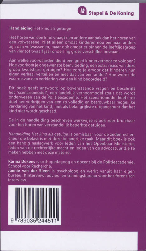 Achterkant van Handleiding het kind als getuige