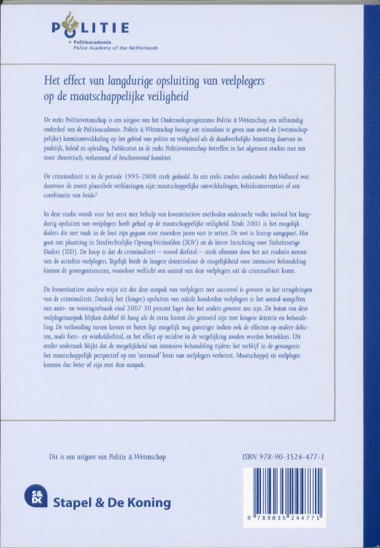 Achterkant van Het effect van langdurige opsluiting van veelplegers op de maatschappelijke veiligheid