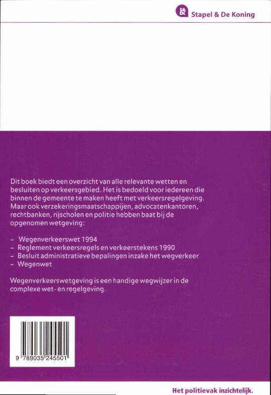 Achterkant van Tekstuitgave wegenverkeerswetgeving