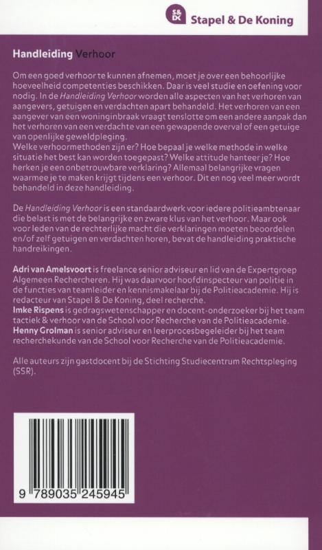 Achterkant van Handleiding verhoor