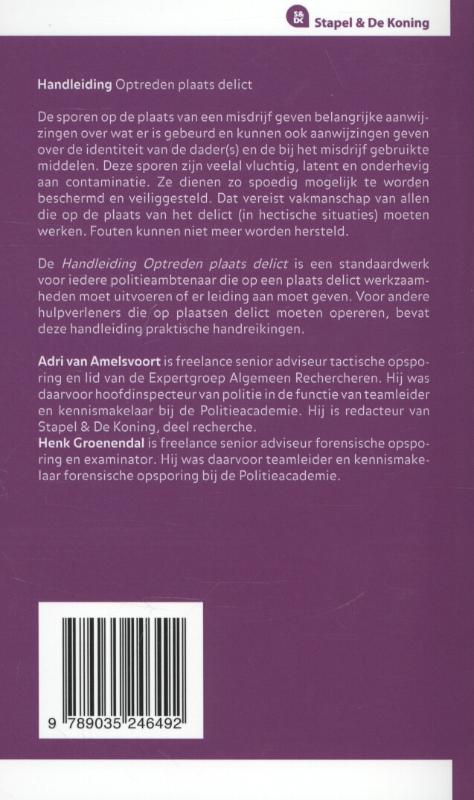 Achterkant van Handleiding optreden plaats delict