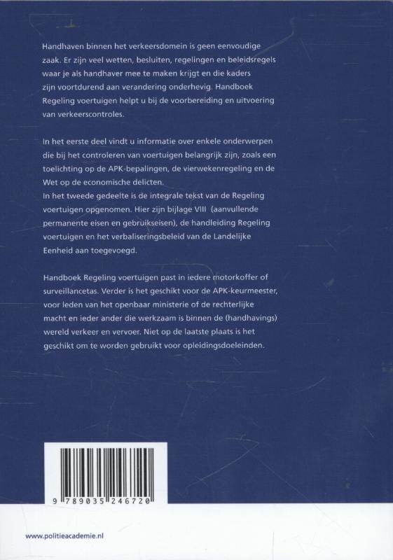 Achterkant van Handboek regeling voertuigen