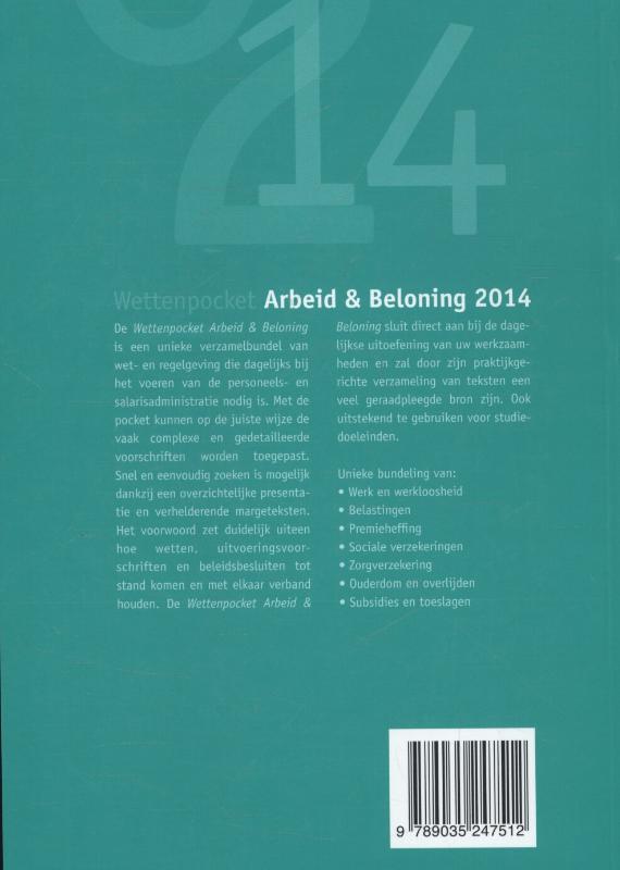 Achterkant van Arbeid en beloning 2014
