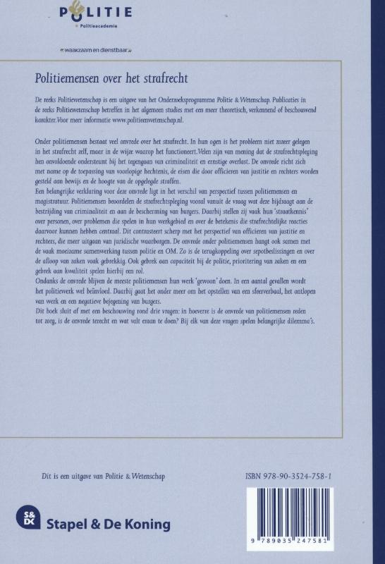 Achterkant van Politiemensen over het strafrecht