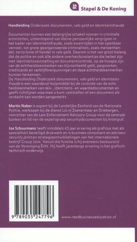 Achterkant van Handleiding onderzoek documenten, vals geld en identiteitsfraude
