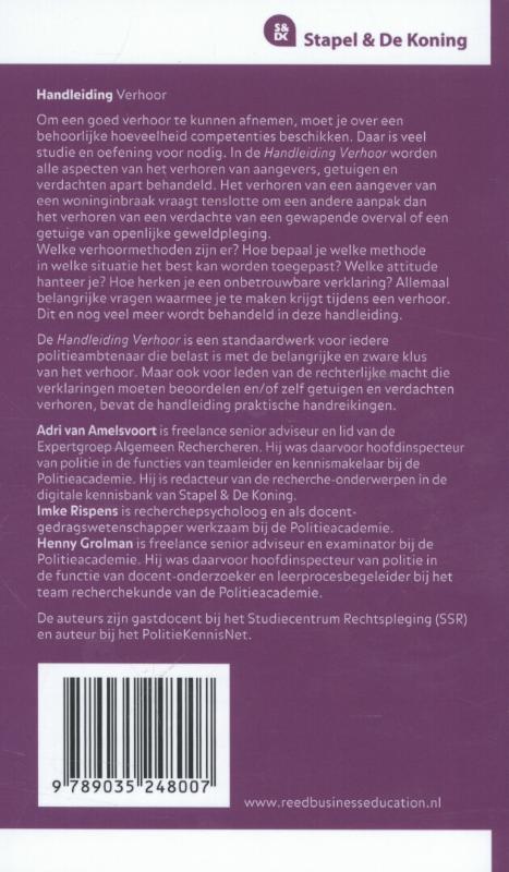 Achterkant van Handleiding verhoor