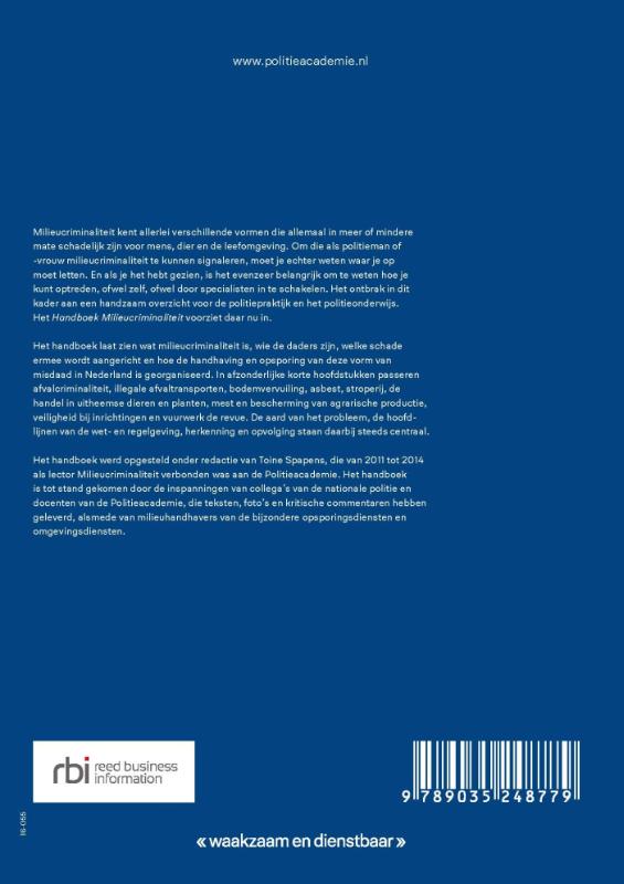 Achterkant van Handboek milieucriminaliteit