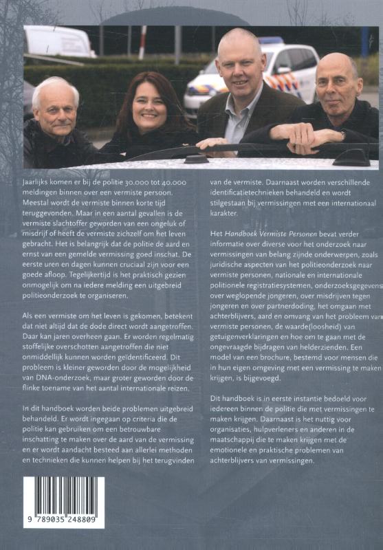 Achterkant van Handboek vermiste personen