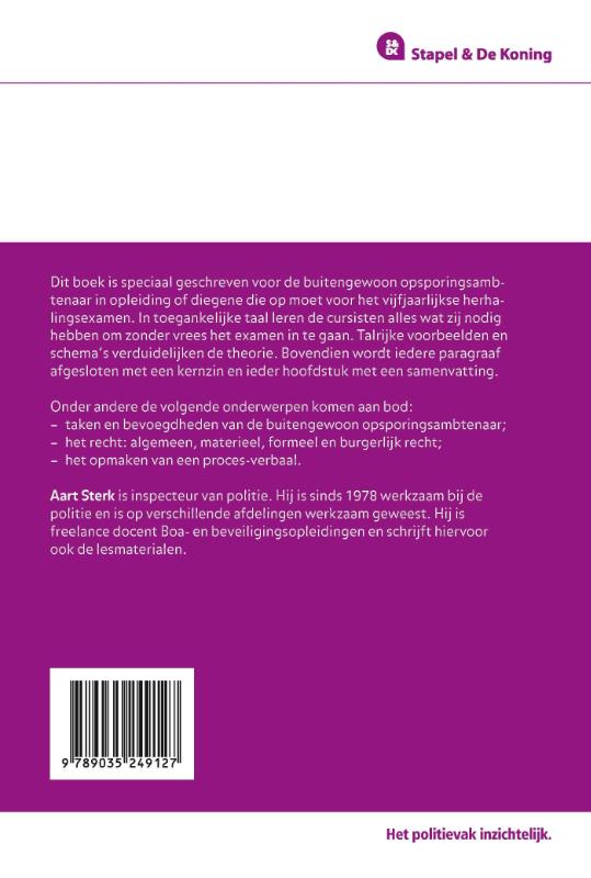 Achterkant van Buitengewoon opsporingsambtenaar