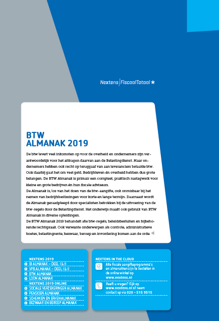 Achterkant van Nextens BTW Almanak 2019