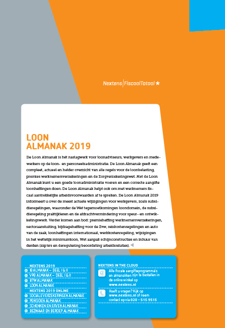 Achterkant van Nextens Loon Almanak 2019