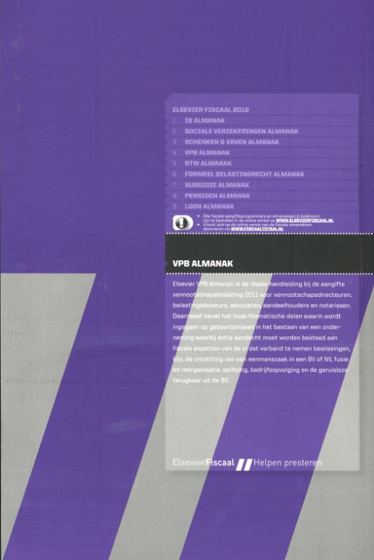 Achterkant van Elsevier VPB almanak 2012