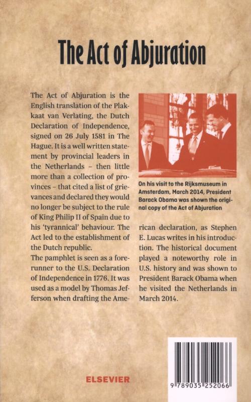 Achterkant van The act of abjuration