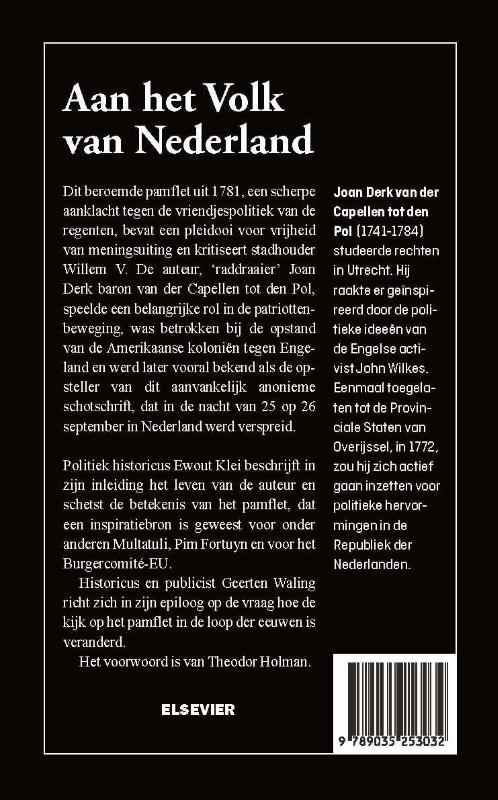 Achterkant van Aan het volk van Nederland!