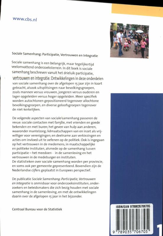 Achterkant van Sociale samenhang: Participatie, Vertrouwen en Integratie