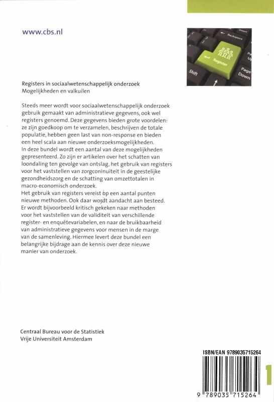 Achterkant van Registers in sociaalwetenschappelijk onderzoek