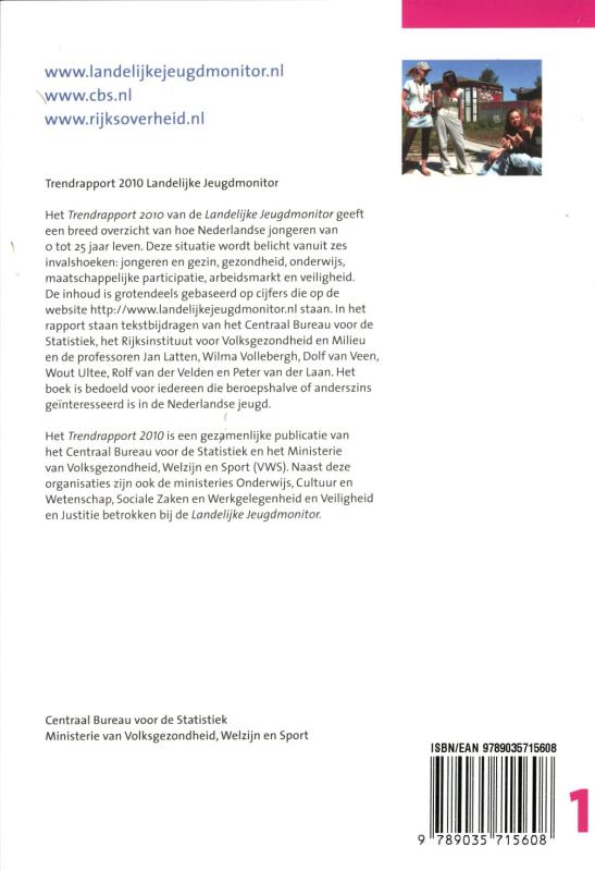 Achterkant van Trendrapport 2010 landelijke jeugdmonitor
