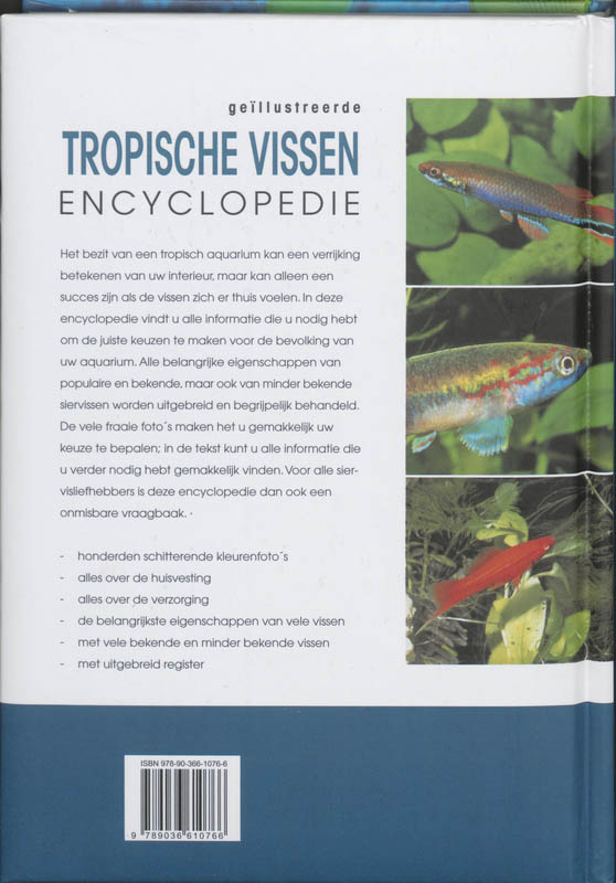 Achterkant van Tropische aquariumvissen encyclopedie