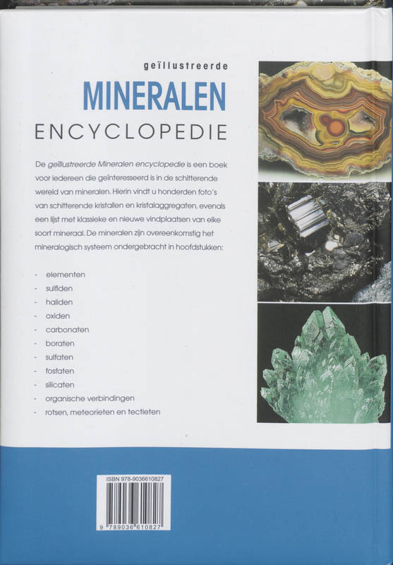 Achterkant van Geillustreerde Mineralen encyclopedie