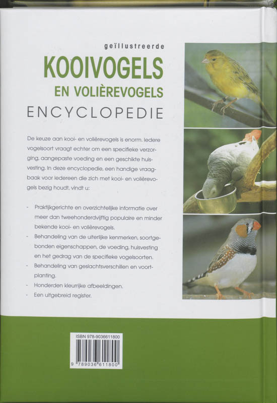 Achterkant van Kooi- en volierevogels encyclopedie