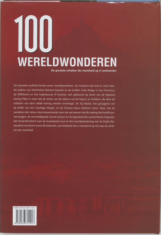 Achterkant van 100 wereld wonderen
