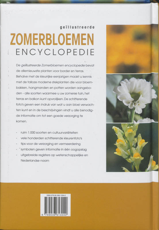Achterkant van Geillustreerde zomerbloemen encyclopedie