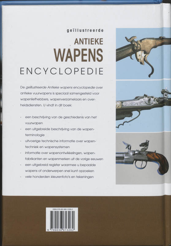 Achterkant van Geillustreerde antieke wapens encyclopedie