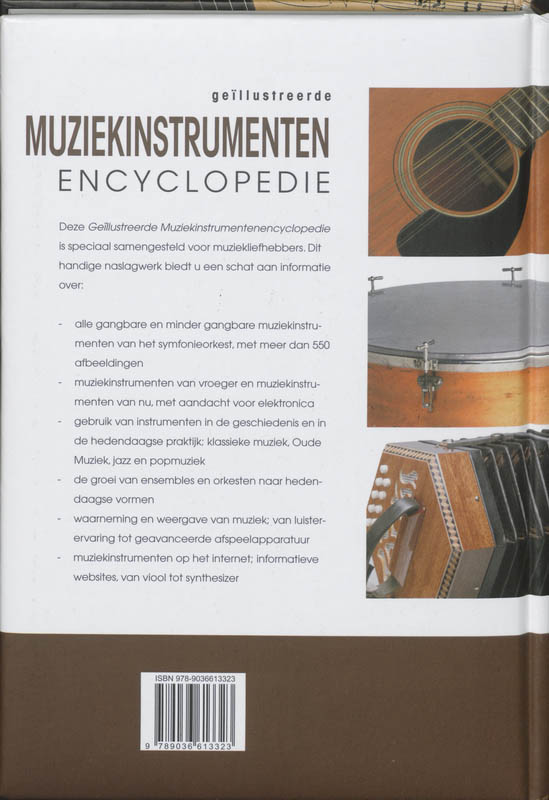 Achterkant van Muziekinstrumenten encylopedie