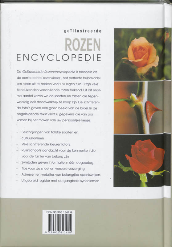 Achterkant van Geillustreerde Rozen encyclopedie