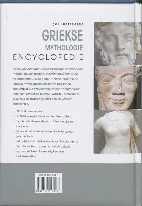 Achterkant van Geillustreerde Griekse mythologie encyclopedie