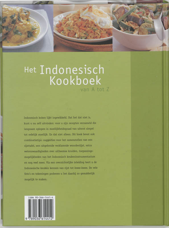 Achterkant van Het Indonesisch kookboek van A-Z